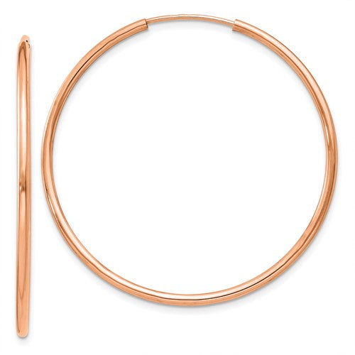14k-rose-gold-1-50mm-polished-endless-tube-hoop-earrings-SolomonJeweler-Wichita-KS-CustomJewelry