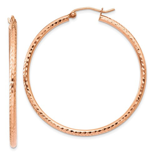 14k-rose-gold-polished-lightweight-large-diamond-cut-tube-hoop-earrings-SolomonJeweler-Wichita-KS-CustomJewelry