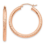 14k-rose-gold-diamond-cut-3mm-round-hoop-earrings-SolomonJeweler-Wichita-KS-CustomJewelry