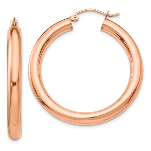 14k-rose-gold-polished-4mm-tube-hoop-earrings-SolomonJeweler-Wichita-KS-CustomJewelry