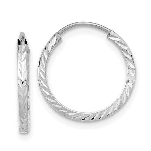 14k-white-gold-diamond-cut-square-tube-endless-hoop-earrings-SolomonJeweler-Wichita-KS-CustomJewelry