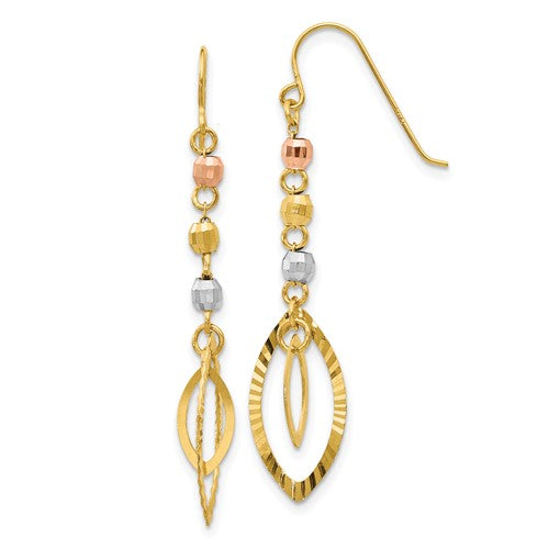 14k-tri-color-diamond-cut-bead-oval-dangle-earrings-SolomonJeweler-Wichita-KS-CustomJewelry