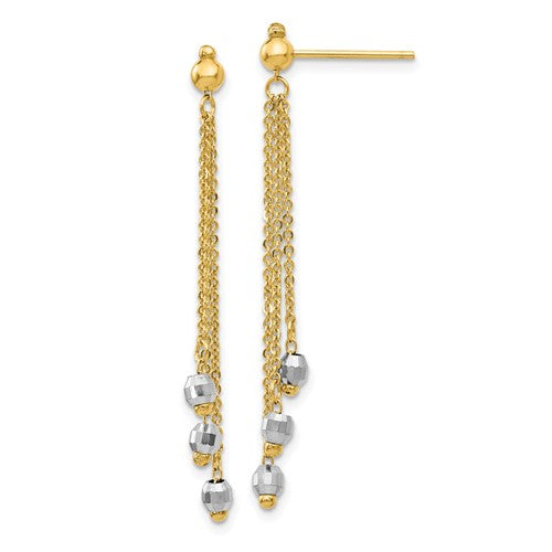 14k-two-tone-cable-chain-faceted-bead-earrings-SolomonJeweler-Wichita-KS-CustomJewelry