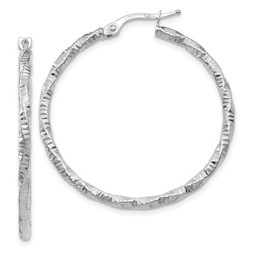 14k-white-gold-polished-and-textured-hoop-earrings-SolomonJeweler-Wichita-KS-CustomJewelry