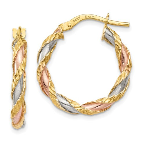 14k-with-white-rose-rhodium-textured-twisted-hoop-earrings-SolomonJeweler-Wichita-KS-CustomJewelry