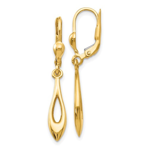 14k-gold-polished-dangle-leverback-earrings-SolomonJeweler-Wichita-KS-CustomJewelry