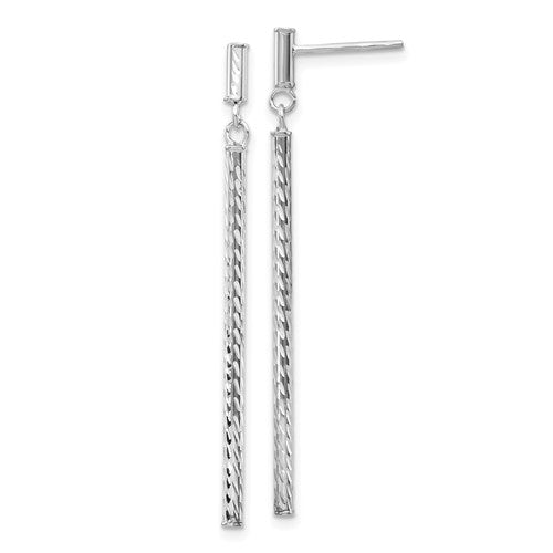 14k-white-gold-polished-and-diamond-cut-bar-dangle-post-earrings-SolomonJeweler-Wichita-KS-CustomJewelry