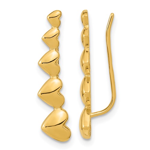 14k-gold-heart-polished-ear-climber-earrings-SolomonJeweler-Wichita-KS-CustomJewelry