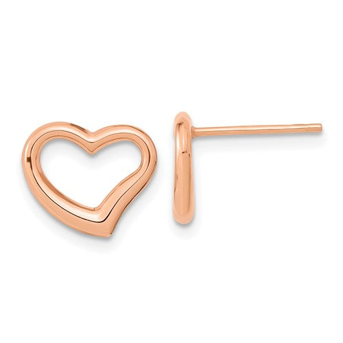 14k-rose-gold-polished-heart-post-earrings-SolomonJeweler-Wichita-KS-CustomJewelry