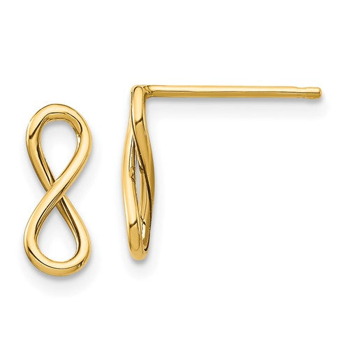 14k-polished-infinity-post-earrings-SolomonJeweler-Wichita-KS-CustomJewelry