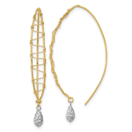 14k-two-tone-polished-wire-wrapped-diamond-cut-wire-dangle-earrings-SolomonJeweler-Wichita-KS-CustomJewelry
