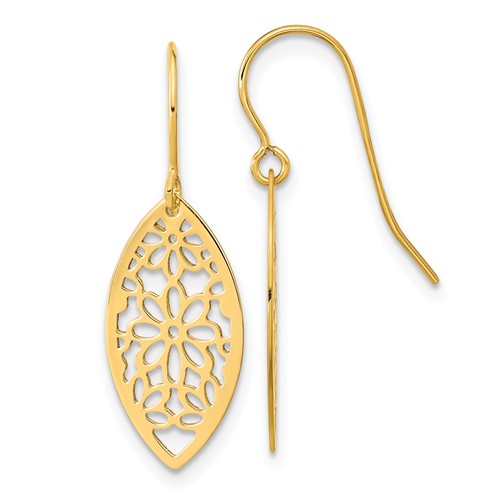 14k-polished-flower-dangle-earrings-SolomonJeweler-Wichita-KS-CustomJewelry