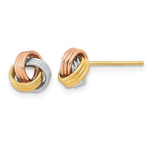 14k-w-rose-and-white-rhodium-polished-love-knot-post-earrings-SolomonJeweler-Wichita-KS-CustomJewelry