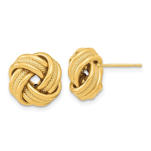 14k-polished-textured-triple-love-knot-post-earrings-SolomonJeweler-Wichita-KS-CustomJewelry