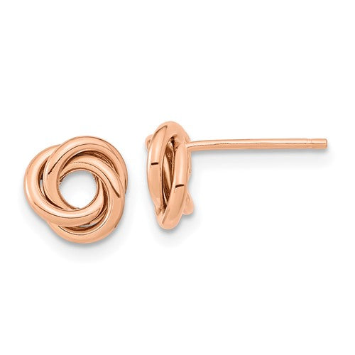 14k-rose-gold-polished-love-knot-post-earrings-SolomonJeweler-Wichita-KS-CustomJewelry