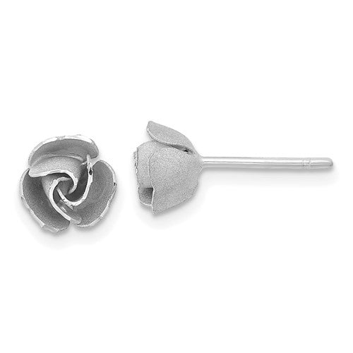 14k-w-white-rhodium-satin-finish-d-c-rose-post-earrings-SolomonJeweler-Wichita-KS-CustomJewelry