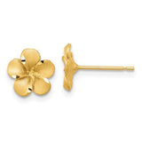 14k-satin-diamond-cut-plumeria-post-earrings-SolomonJeweler-Wichita-KS-CustomJewelry