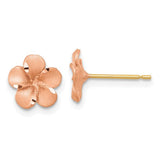 14k-rose-rhodium-diamond-cut-plumeria-with-yellow-gold-post-earrings-SolomonJeweler-Wichita-KS-CustomJewelry