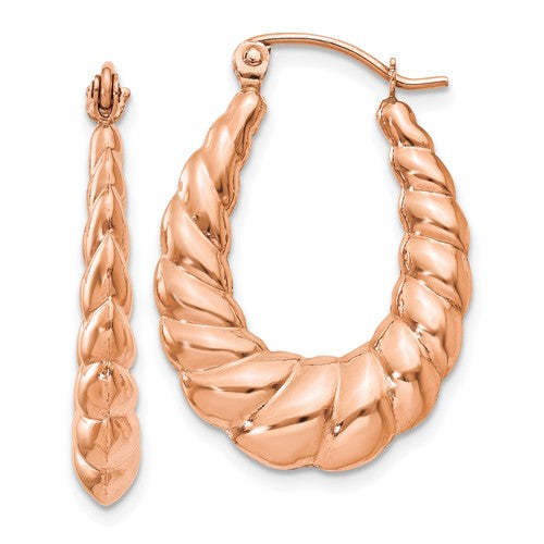 14k-rose-gold-polished-twisted-hollow-hoop-earrings-SolomonJeweler-Wichita-KS-CustomJewelry