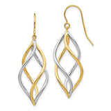 14k-two-tone-twisted-polished-dangle-shepherd-hook-earrings-SolomonJeweler-Wichita-KS-CustomJewelry