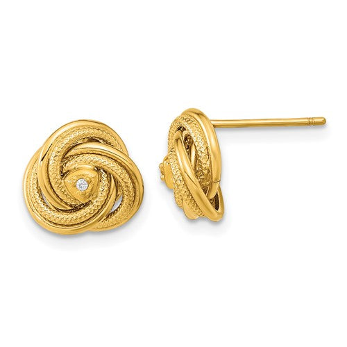 14k-polished-textured-cz-love-knot-earrings-SolomonJeweler-Wichita-KS-CustomJewelry
