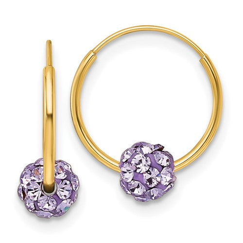 14k-polished-lavender-crystal-and-resin-endless-hoop-earrings-SolomonJeweler-Wichita-KS-CustomJewelry