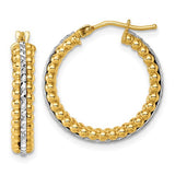 14k-two-tone-polished-and-diamond-cut-and-beaded-hoop-earrings-SolomonJeweler-Wichita-KS-CustomJewelry