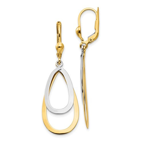 14k-two-tone-oval-leverback-tear-drop-earrings-SolomonJeweler-Wichita-KS-CustomJewelry