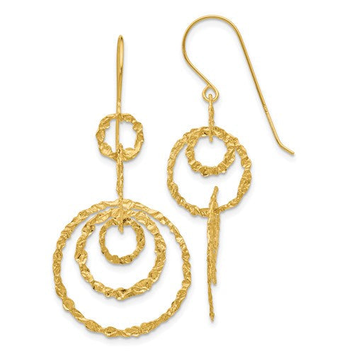 14k-textured-dangle-circle-earrings-SolomonJeweler-Wichita-KS-CustomJewelry
