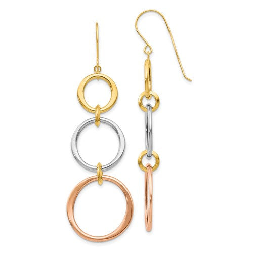 14k-tri-color-triple-circle-dangle-earrings-SolomonJeweler-Wichita-KS-CustomJewelry