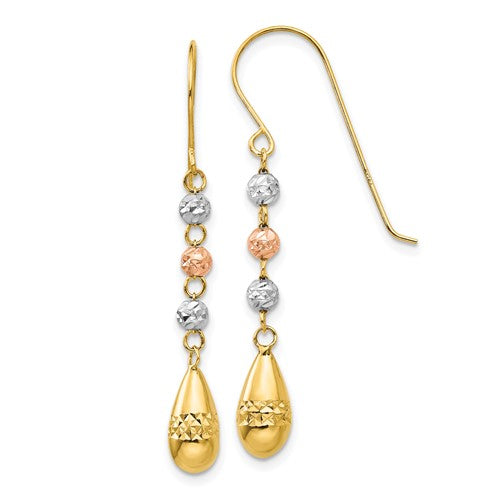 14k-tri-color-diamond-cut-teardrop-beaded-puff-dangle-earrings-SolomonJeweler-Wichita-KS-CustomJewelry