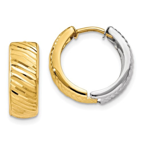 14k-two-tone-textured-hoop-earrings-SolomonJeweler-Wichita-KS-CustomJewelry