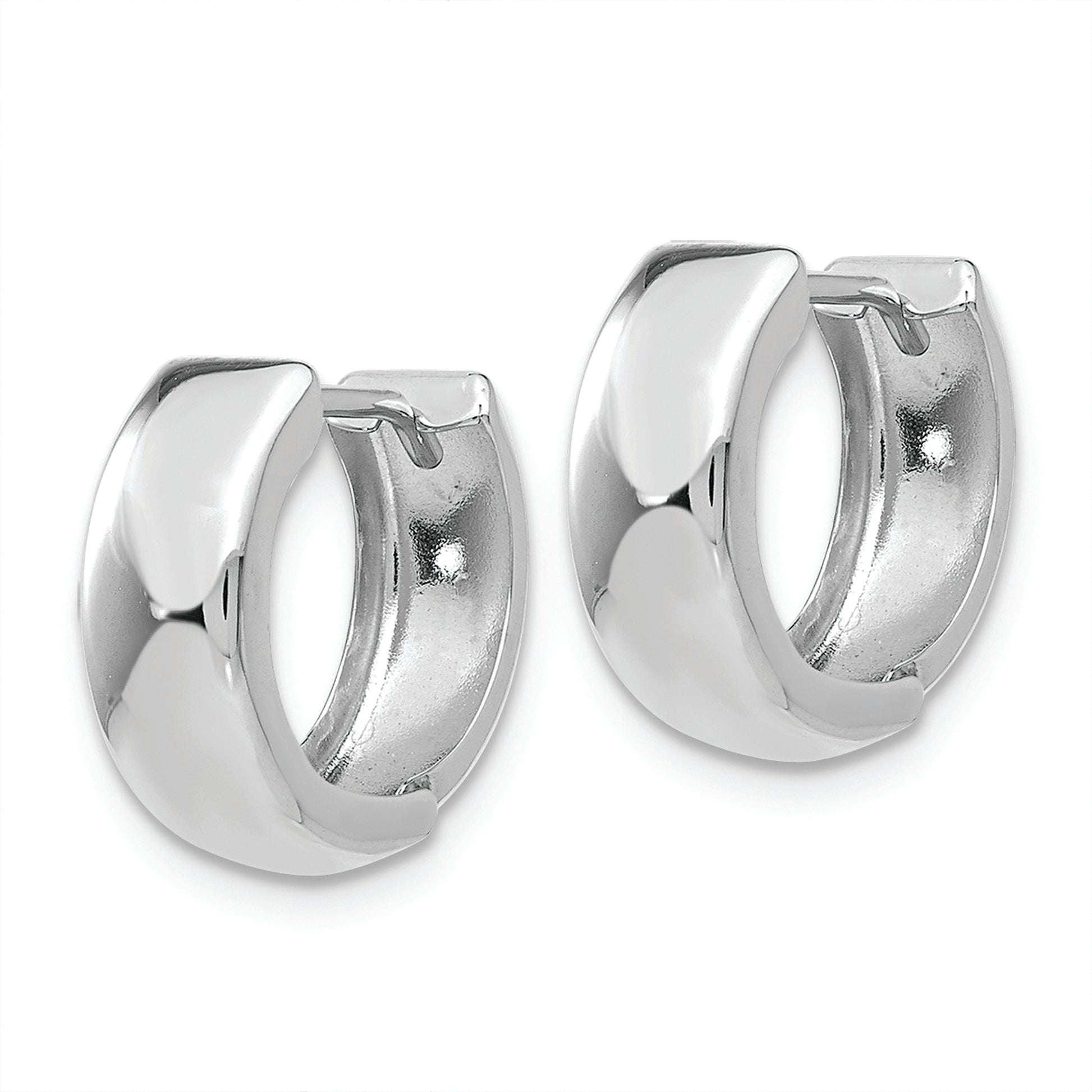 14k White Gold Polished Hinged Hoop Earrings - Solomon Jewelers