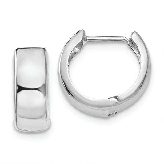14k White Gold Polished Hinged Hoop Earrings - Solomon Jewelers