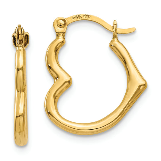 14K Heart Shaped Hollow Hoop Earrings - Solomon Jewelers