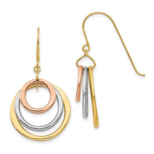 14k-tri-color-circle-dangle-shepherd-hook-earrings-SolomonJeweler-Wichita-KS-CustomJewelry