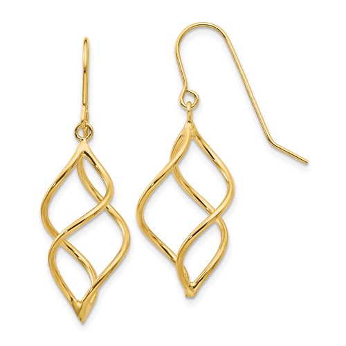 14k-polished-short-twisted-dangle-earrings-SolomonJeweler-Wichita-KS-CustomJewelry