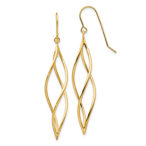 14k-polished-long-twisted-dangle-earrings-SolomonJeweler-Wichita-KS-CustomJewelry