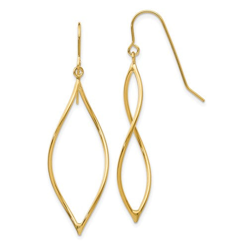 14k-polished-twisted-oblong-dangle-earrings-SolomonJeweler-Wichita-KS-CustomJewelry
