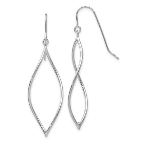 14k-white-gold-polished-twisted-oblong-dangle-earrings-SolomonJeweler-Wichita-KS-CustomJewelry