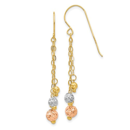 14k-tri-color-w-diamond-cut-beads-dangle-earrings-SolomonJeweler-Wichita-KS-CustomJewelry