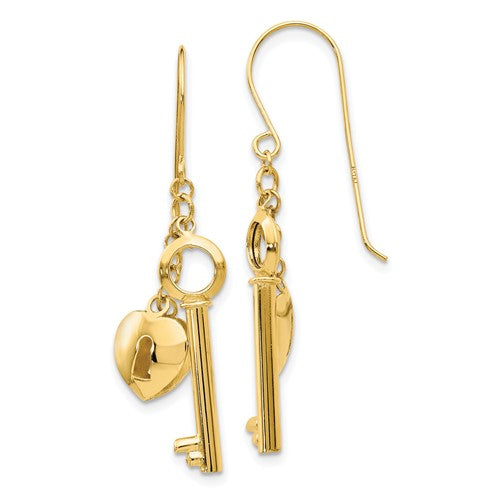 14k-gold-puff-heart-lock-and-key-earrings-SolomonJeweler-Wichita-KS-CustomJewelry