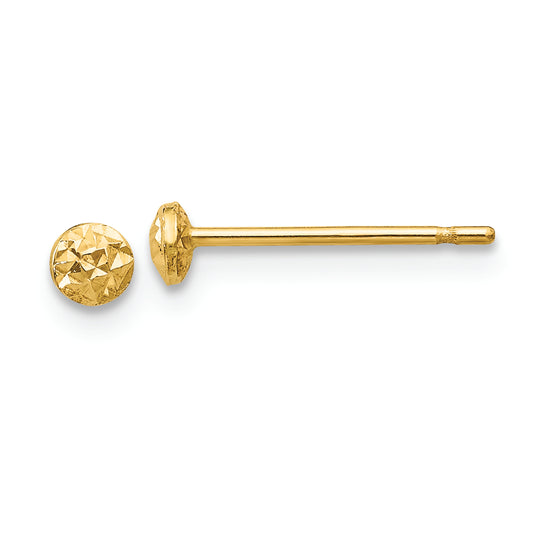 14K 3mm Puff Circle Post Earrings - Solomon Jewelers