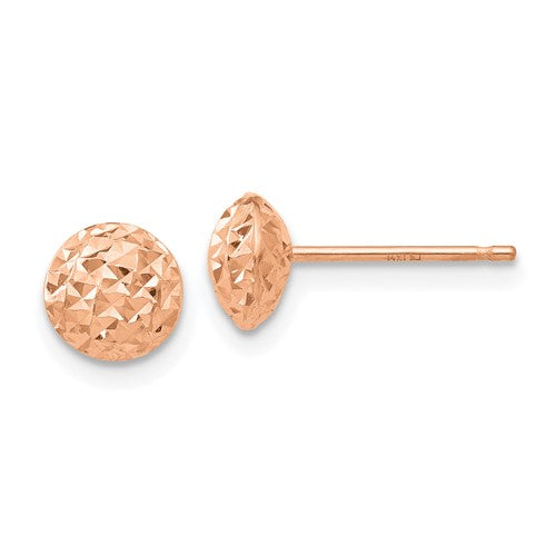 14k-rose-gold-6mm-circle-puff-post-earrings-SolomonJeweler-Wichita-KS-CustomJewelry