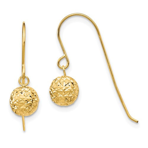 14k-6mm-diamond-cut-bead-dangle-earrings-SolomonJeweler-Wichita-KS-CustomJewelry
