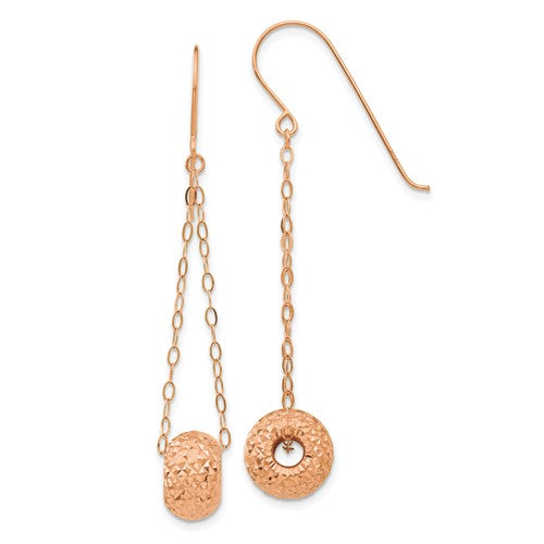 14k-rose-gold-chain-w-diamond-cut-puff-donut-bead-earrings-SolomonJeweler-Wichita-KS-CustomJewelry
