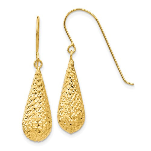 14k-diamond-cut-puff-tear-drop-dangle-earrings-SolomonJeweler-Wichita-KS-CustomJewelry