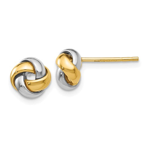 14k-two-tone-knot-post-earrings-SolomonJeweler-Wichita-KS-CustomJewelry