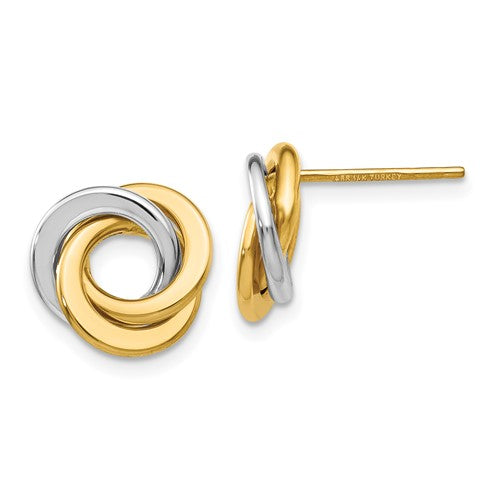 14k-two-tone-polished-intertwined-circles-post-earrings-SolomonJeweler-Wichita-KS-CustomJewelry