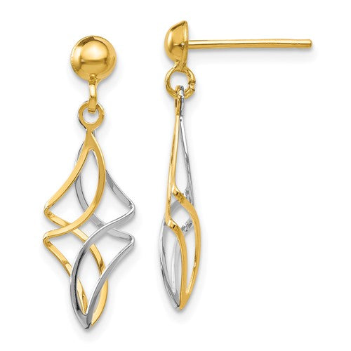 14k-two-tone-post-dangle-earrings-SolomonJeweler-Wichita-KS-CustomJewelry
